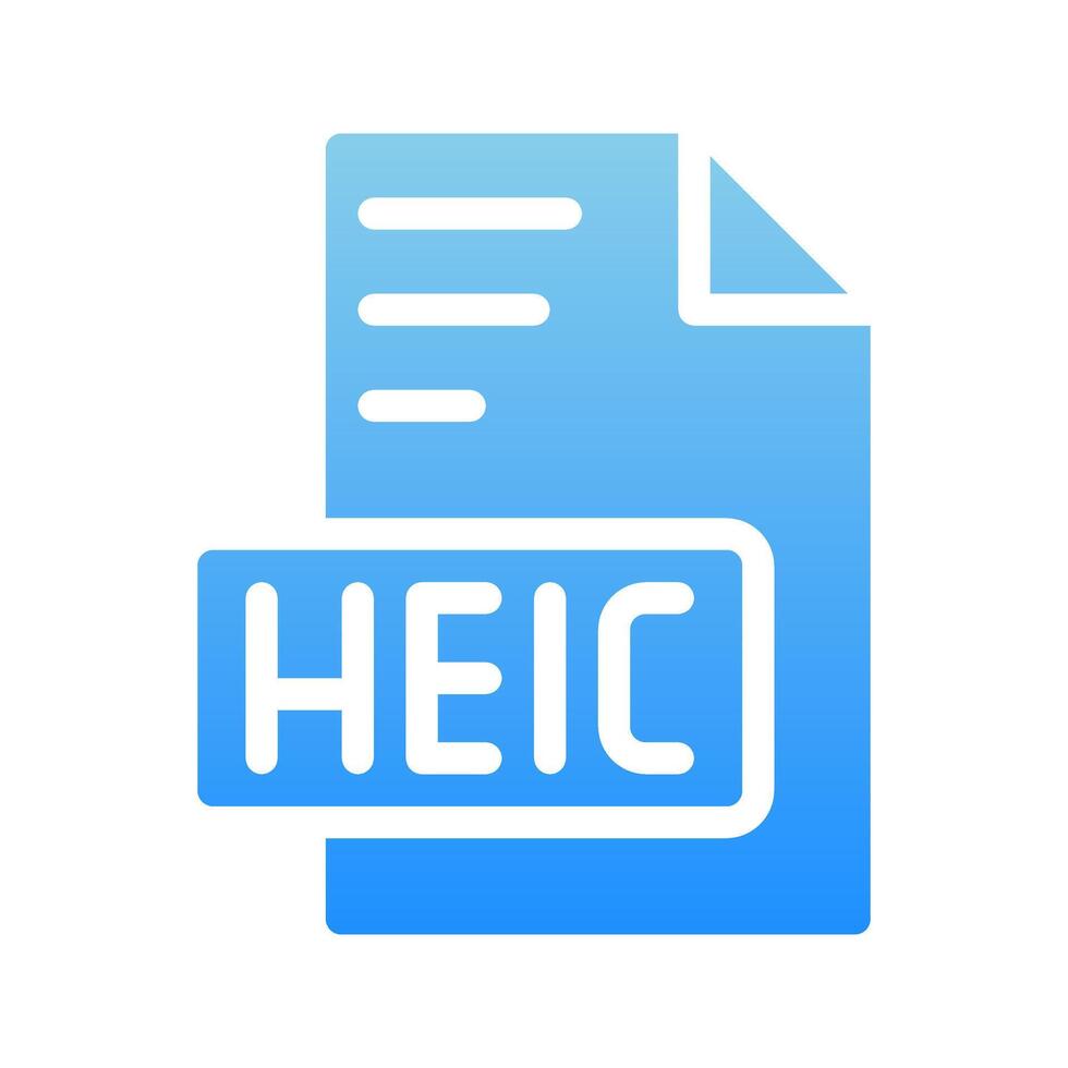 Heic document extension gradient fill icons. files format icon for a fresh look. vector