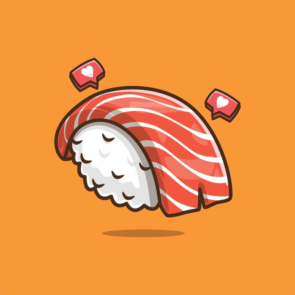 Close up of Sushi Salmon Typical of Japanese Cuisine. Food and Beverage Illustration Concept. vector