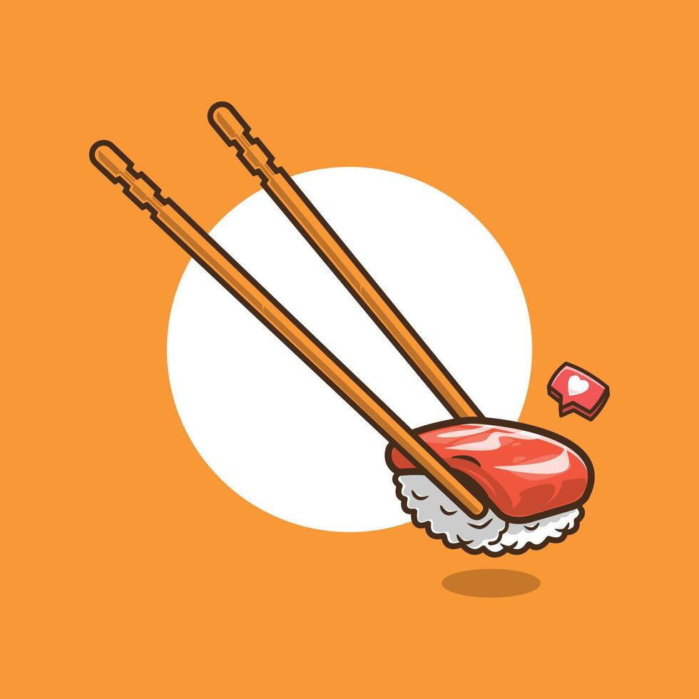 A Piece of Seafood Sushi with Chopsticks. Food and Beverage Illustration. vector