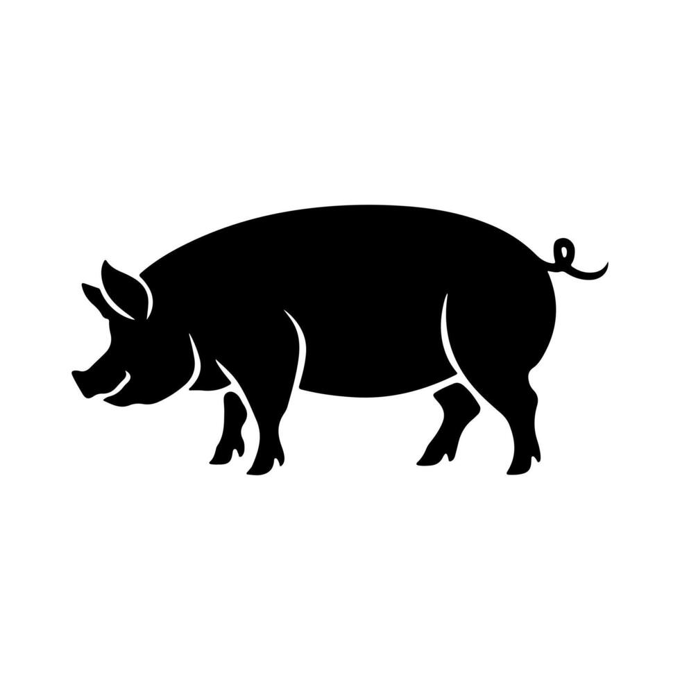 Elegant Pig Outline Isolated on White vector