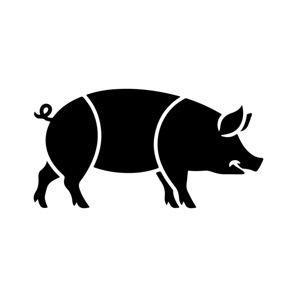 Clean Pig Profile Silhouette on White vector
