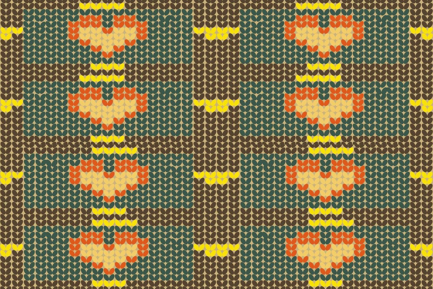 Beautiful knitting pattern,seamless heart shape form. vector