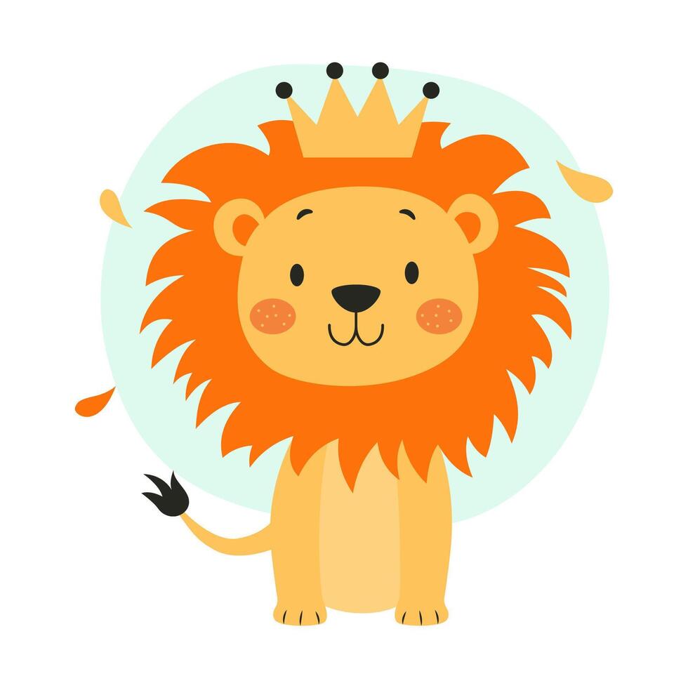 Cute Lion Leo Animal Cartoon Character the King of Jungle with Smile Expression vector