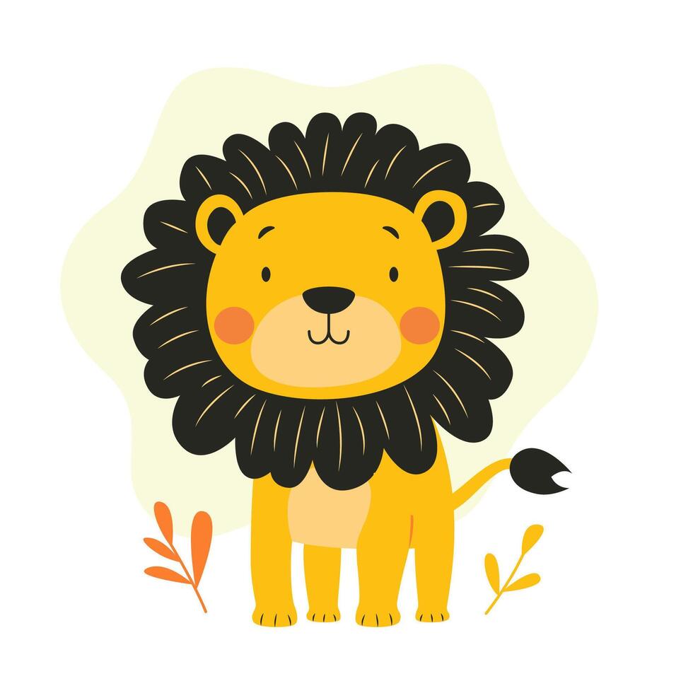 Cute Lion Leo Animal the King of Jungle with Happy Smile Expression vector
