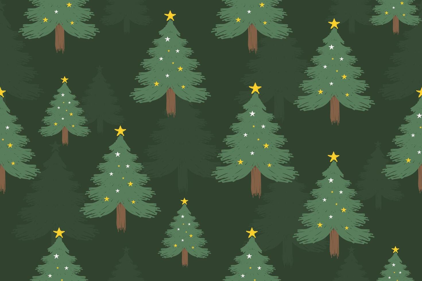 Christmas seamless pattern. Celebrate festival. Christmas tree hand drawn. conifer Ikat style. Design for background, illustration, fabric, wrapping, paper, gift, greeting cards. vector