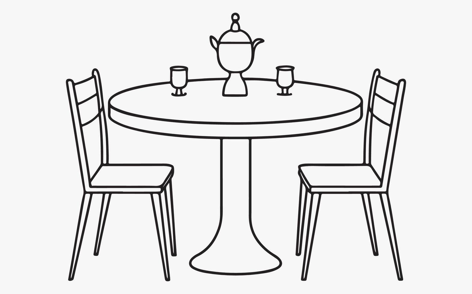 Elegant Dining Table Line Art image vector