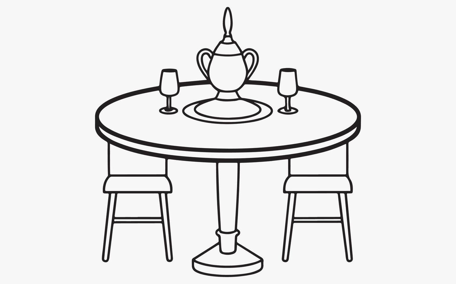 Abstract Dining Table Line Art Print image clipart illustration vector