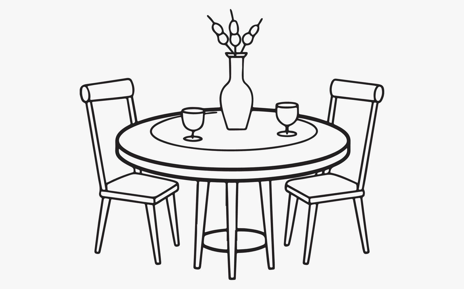 Elegant Dining Table Line Art icon vector