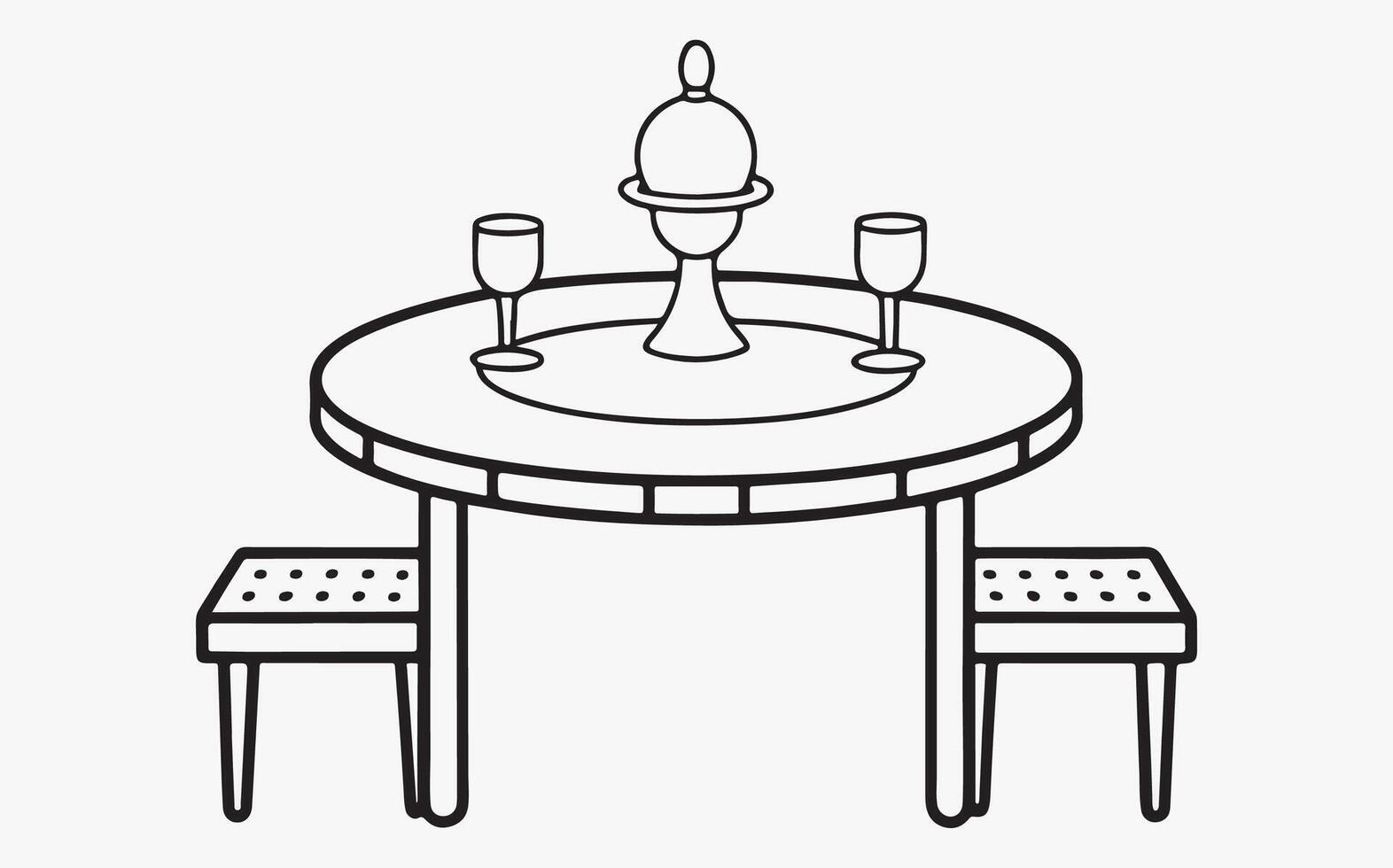 Abstract Dining Table Line Art Print image clipart vector