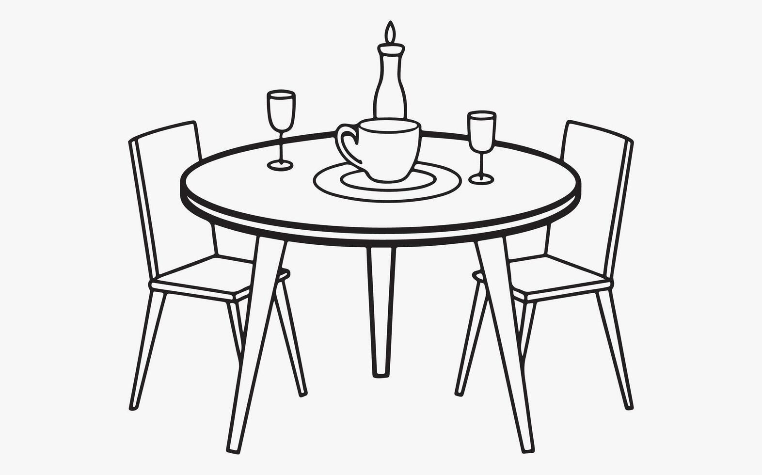 Elegant Dining Table Line Art vector