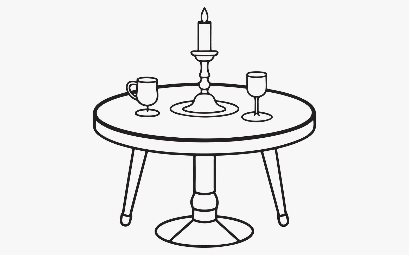 Minimalist Dining Room Table Sketch icon vector