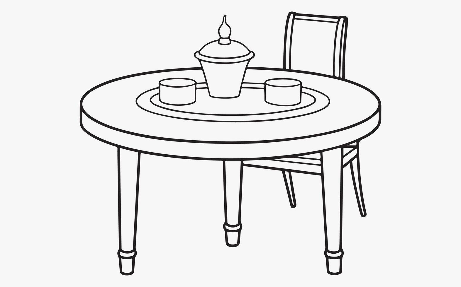 Abstract Dining Table Line Art Print icon vector