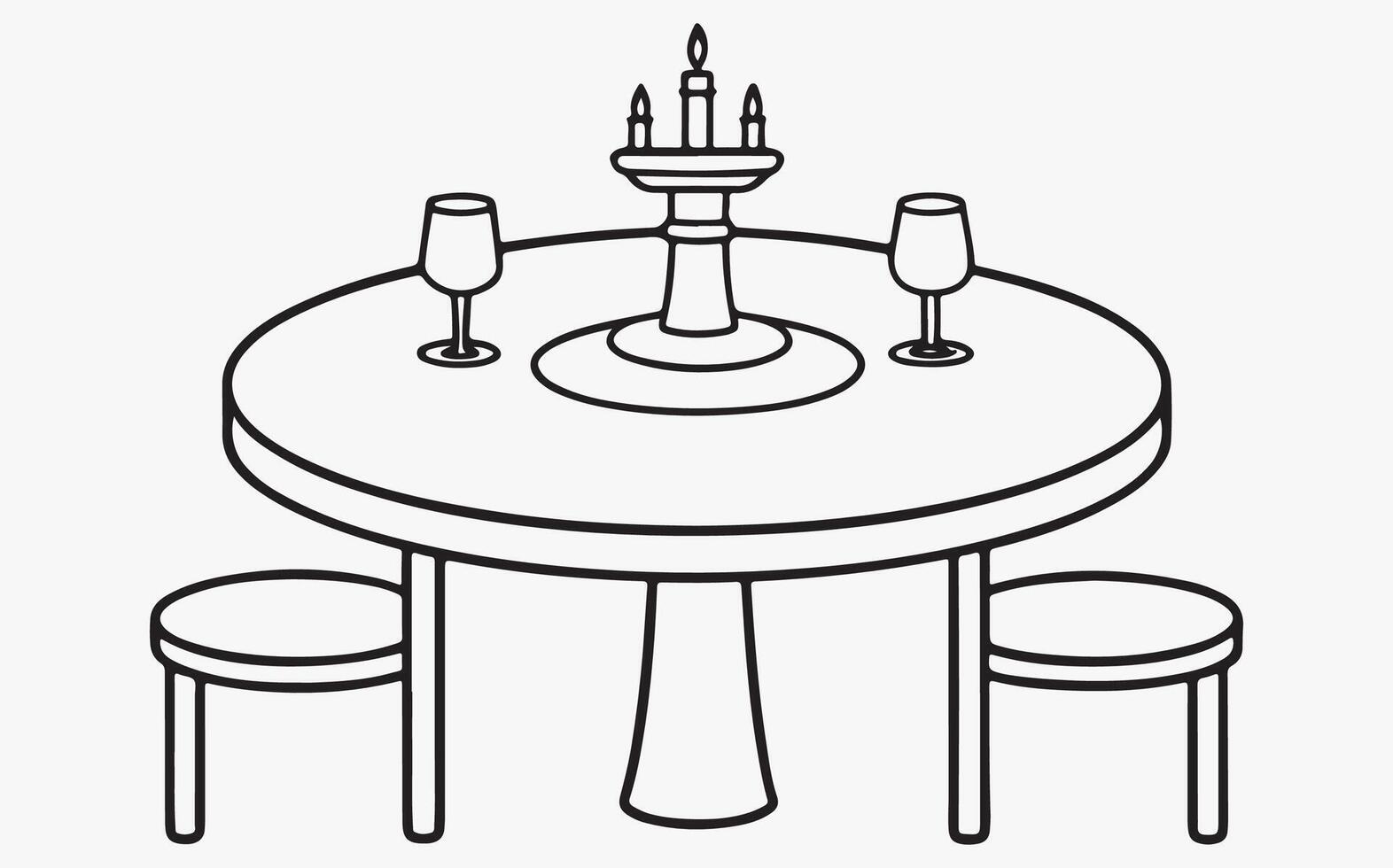 Vintage Dining Table Line Drawing image vector