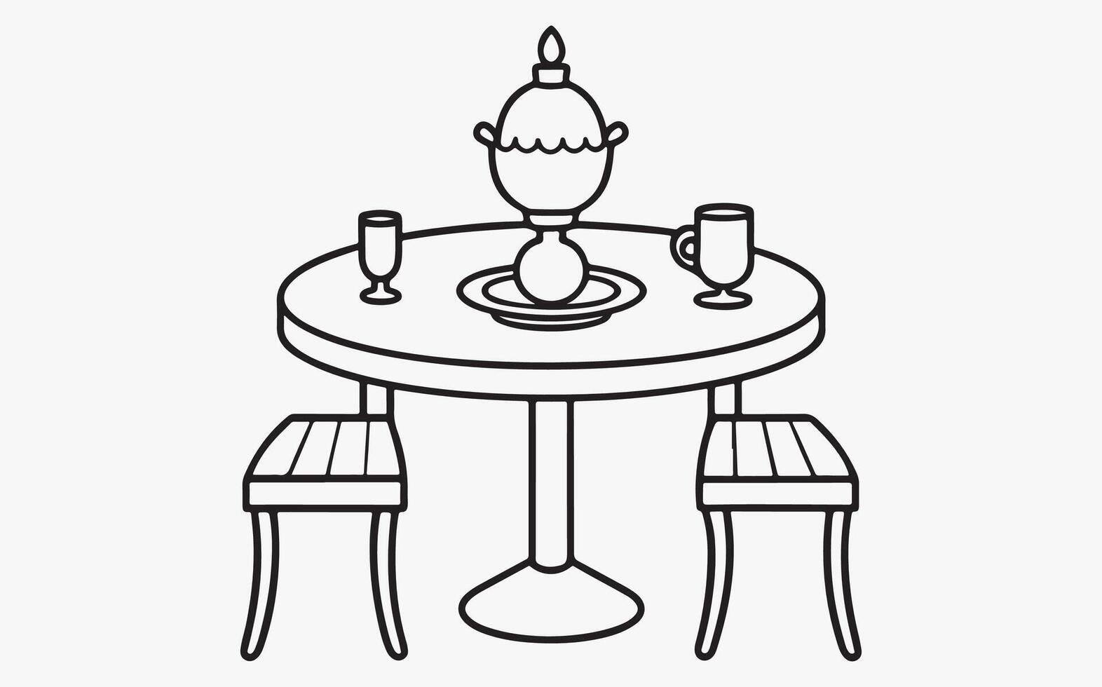 Modern Dining Table Outline Design clipart icon illustration vector