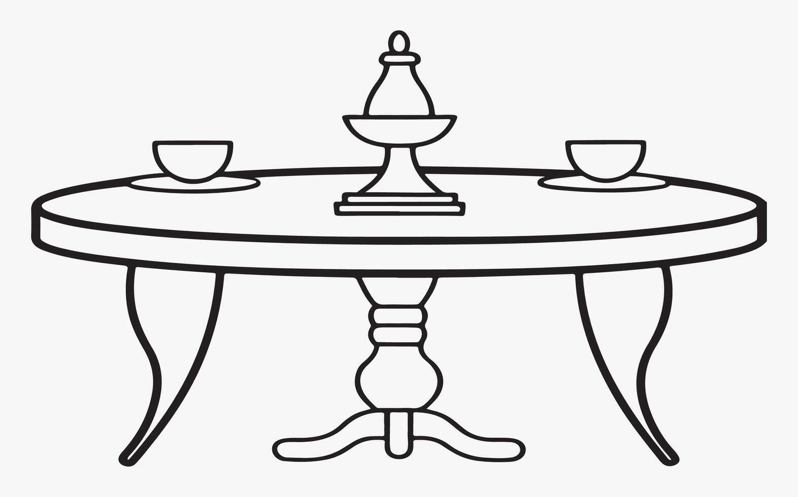 Modern Dining Table Outline Design clipart image illustration vector