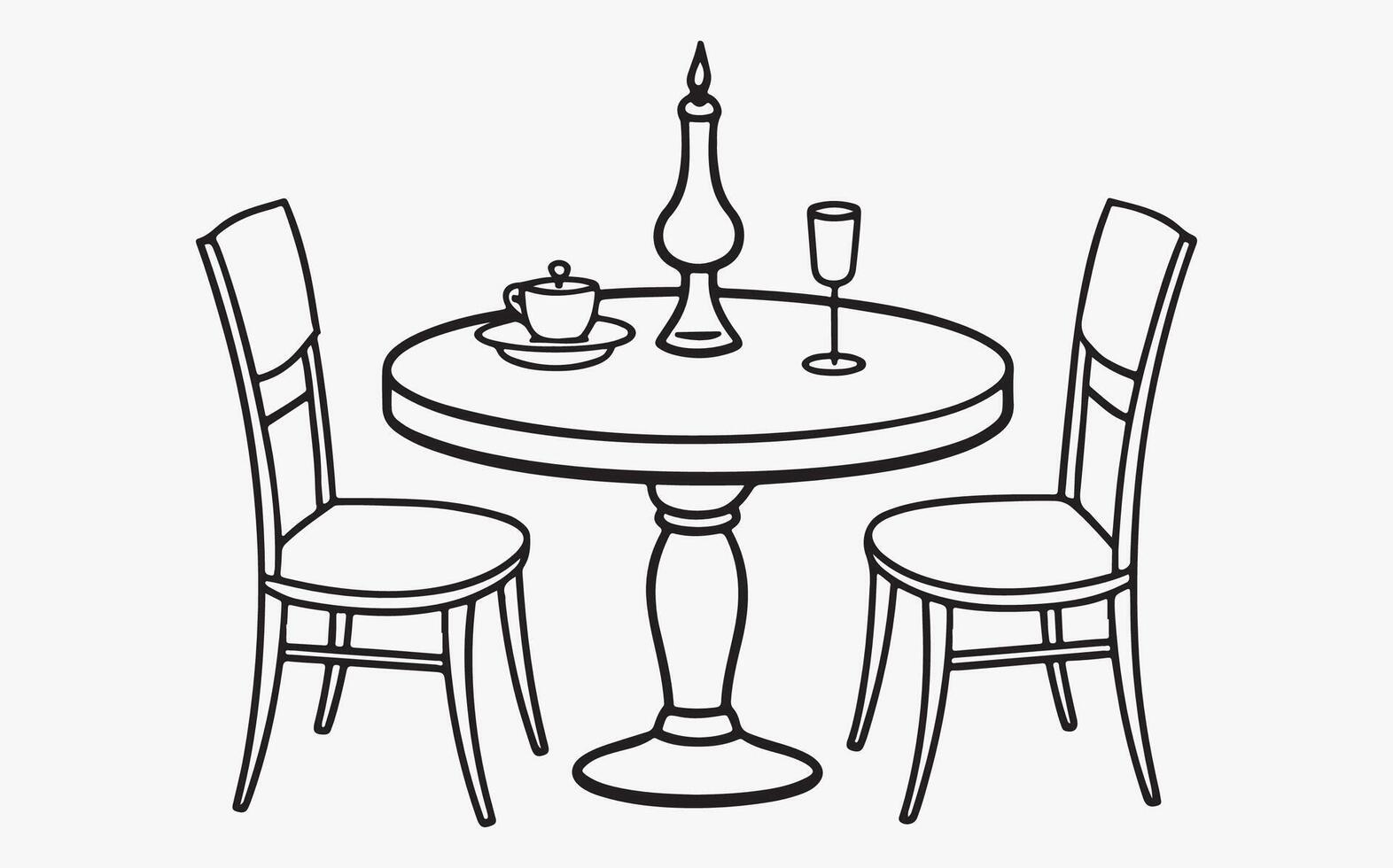Abstract Dining Table Line Art Print image vector