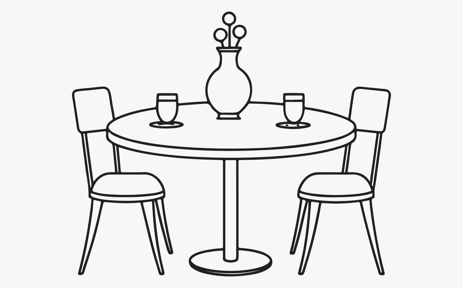 Elegant Dining Table Line Art image clipart illustration vector
