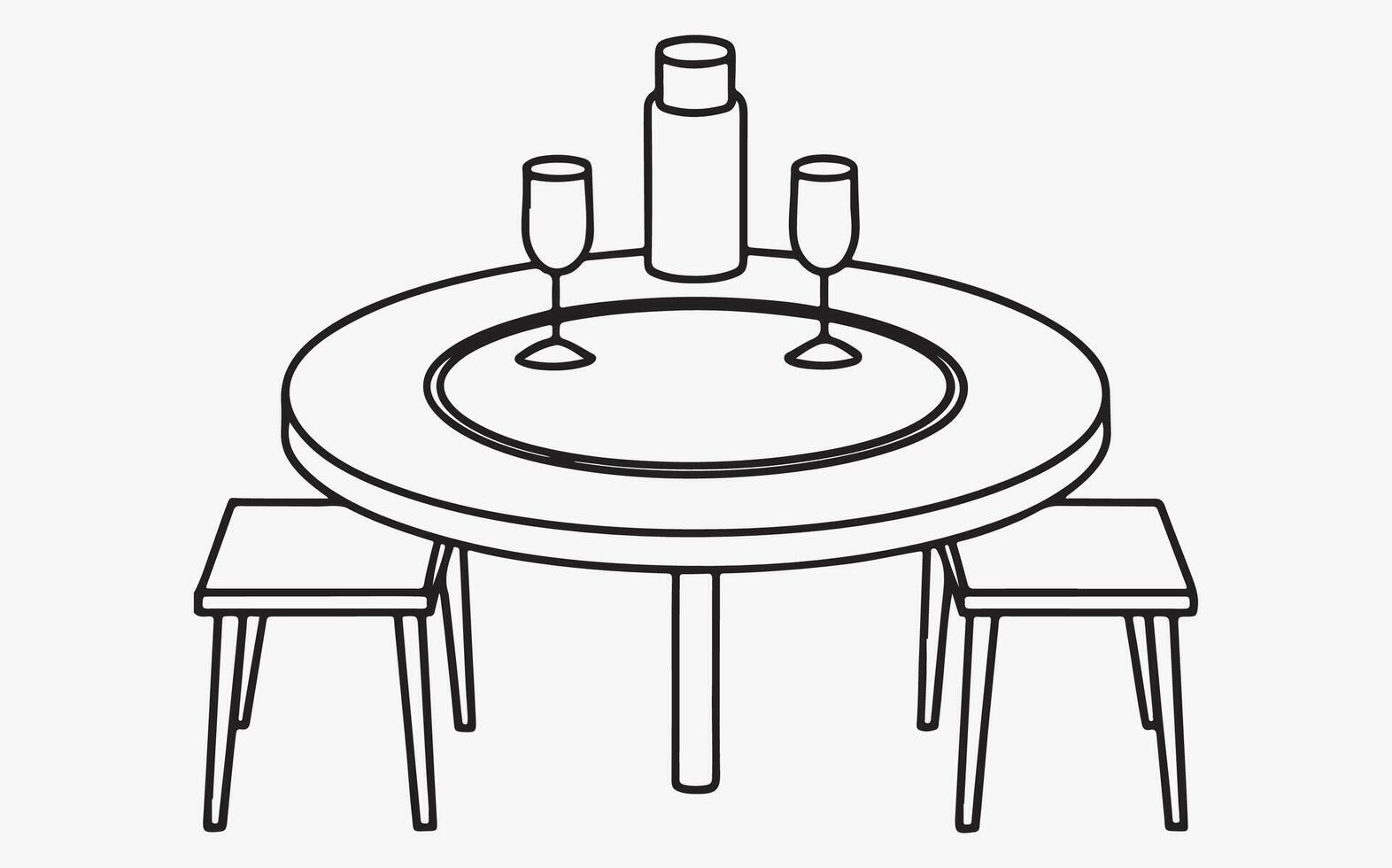 Modern Dining Table Outline Design vector