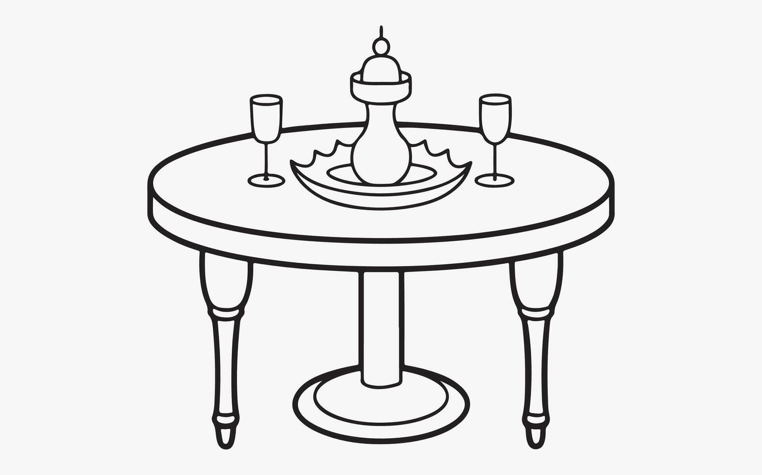Abstract Dining Table Line Art Print vector