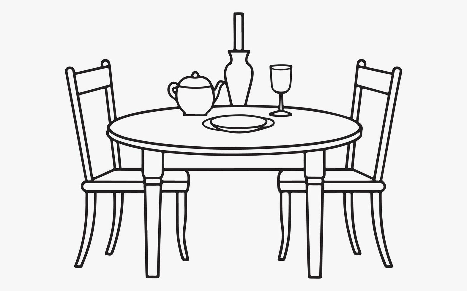 Stylized Dining Set Outline Art icon vector