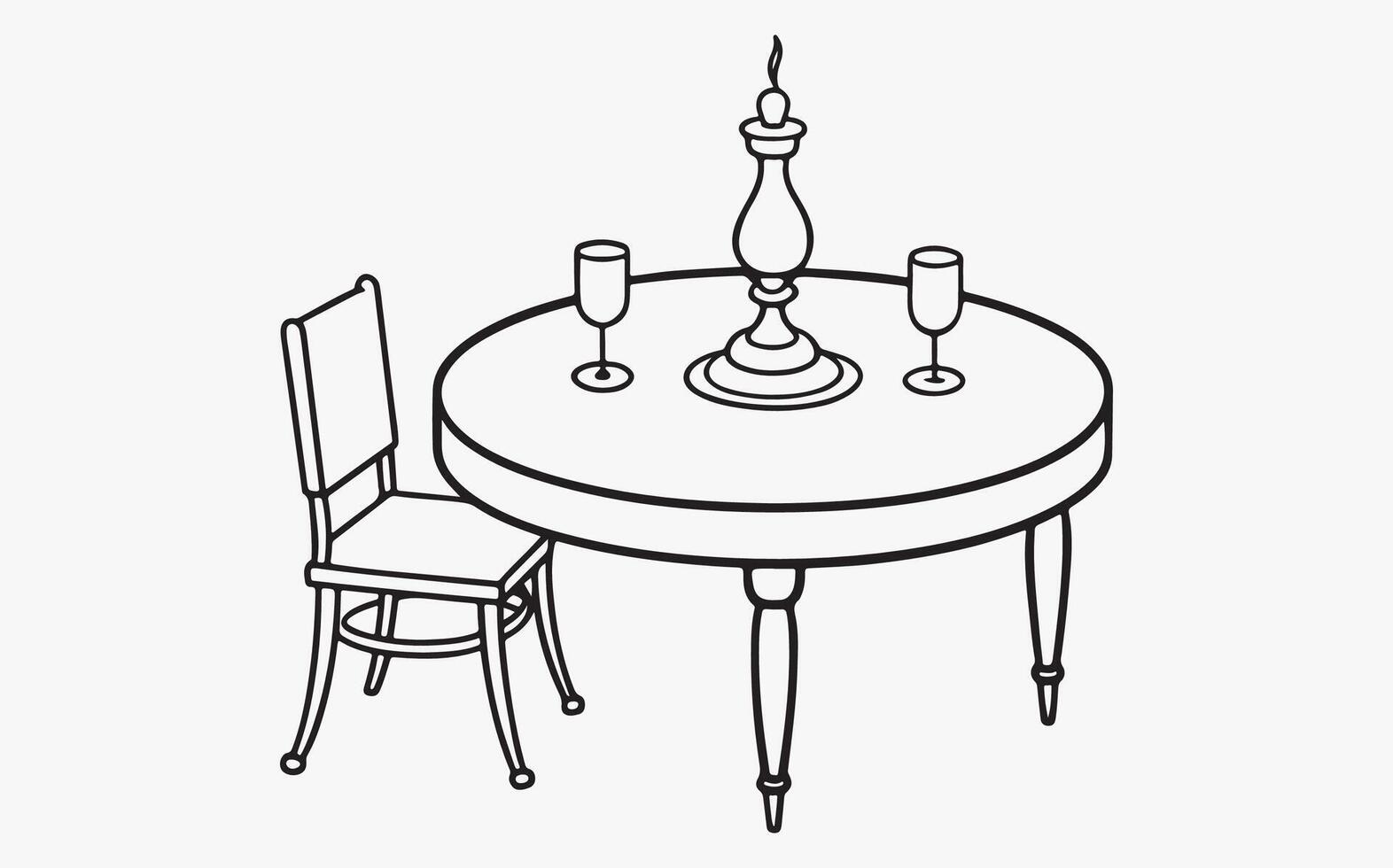 Minimalist Dining Room Table Sketch vector