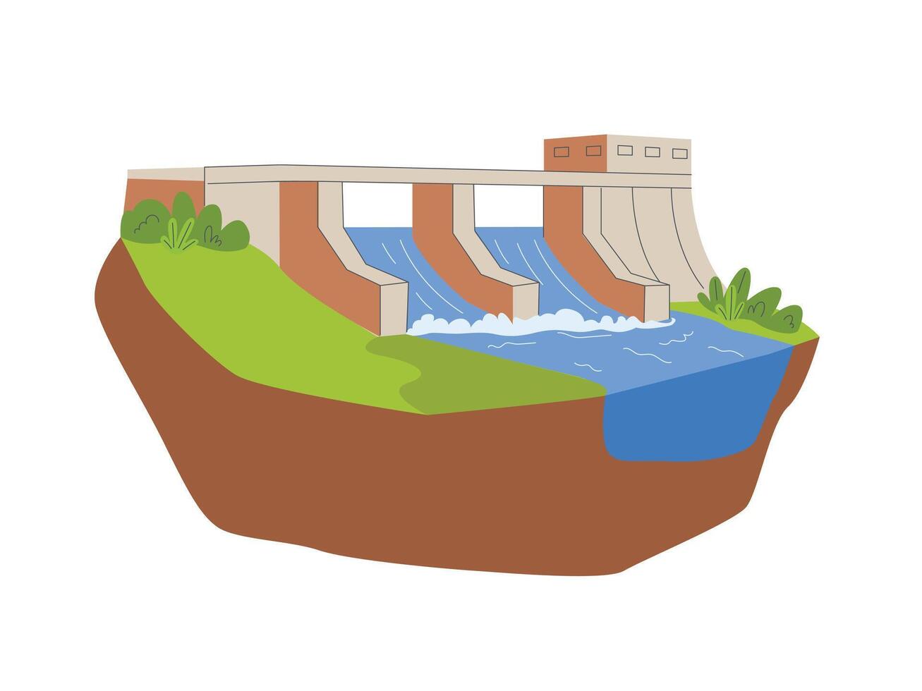 Hydroelectric Station River. lternative Eco Renewable Resource vector