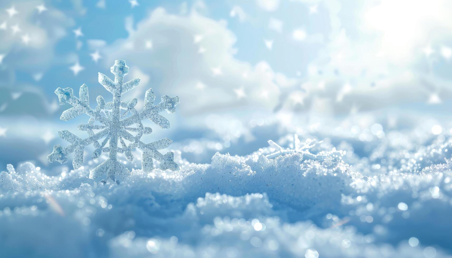 A Single Snowflake in a Field of Sparkling Snow photo
