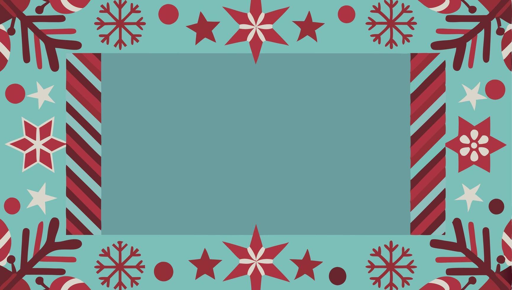 A square frame with snowflakes and stars on it vector