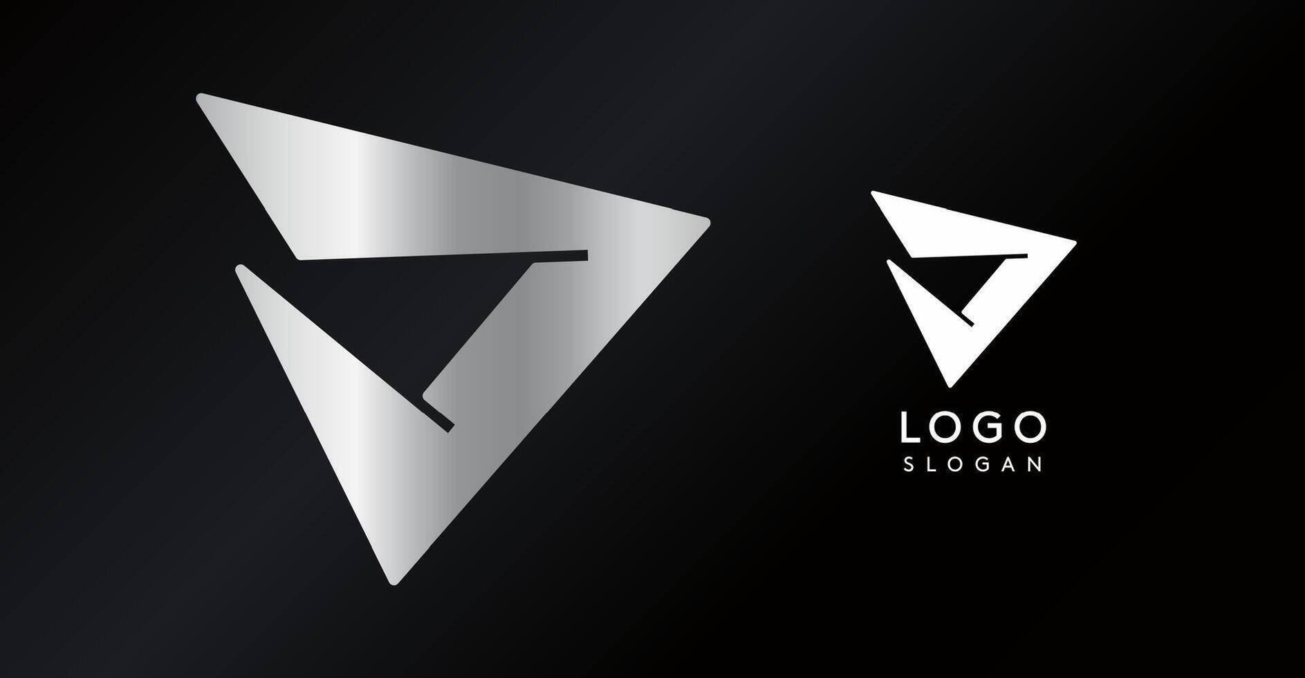 Geometric triangular D letter, abstract dynamic logo, modern holographic gradient monogram for gaming, technology, urban art, innovation, streetwear brand, sci-fi cybersport. illustration vector