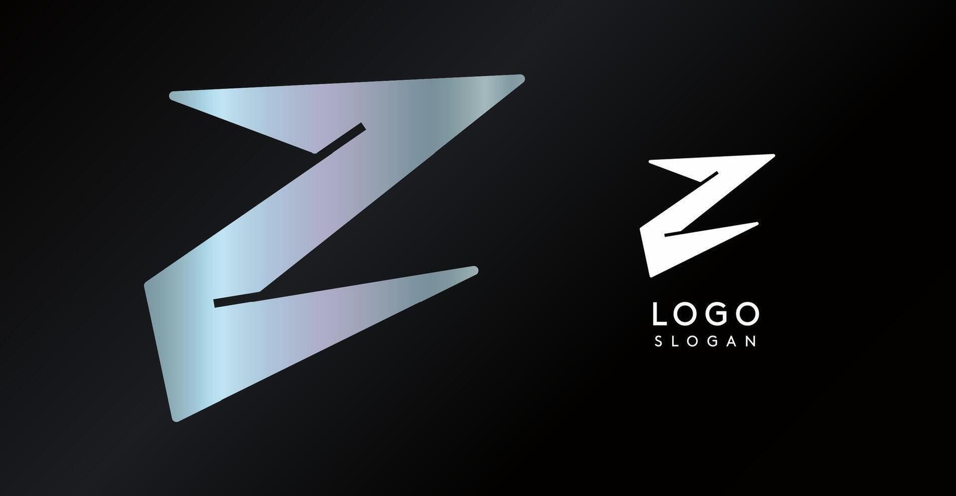 Geometric triangular Z letter, abstract dynamic logo, modern holographic gradient monogram for gaming, technology, urban art, innovation, streetwear brand, sci-fi cybersport. illustration vector