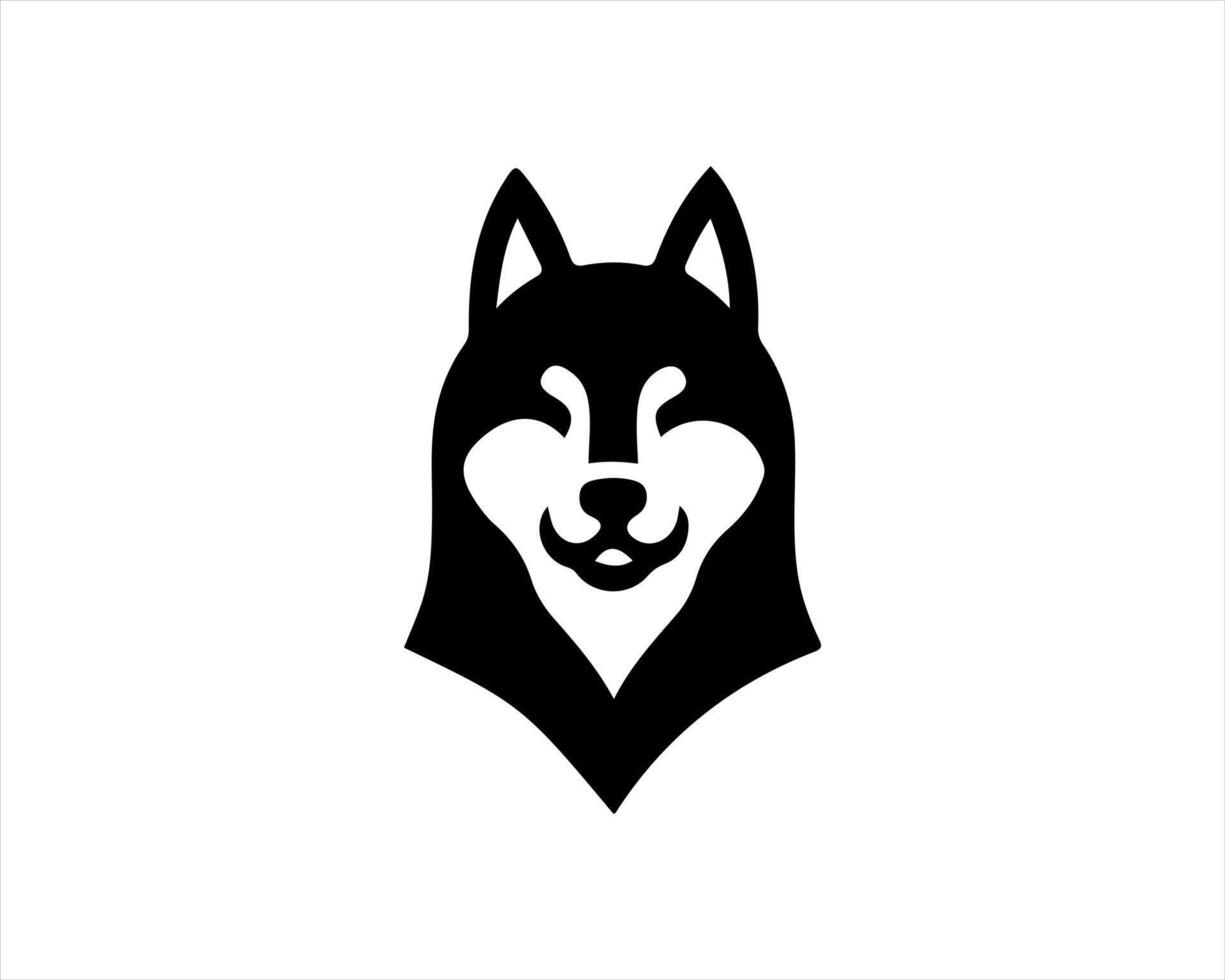 A black and white logo of a husky dog vector