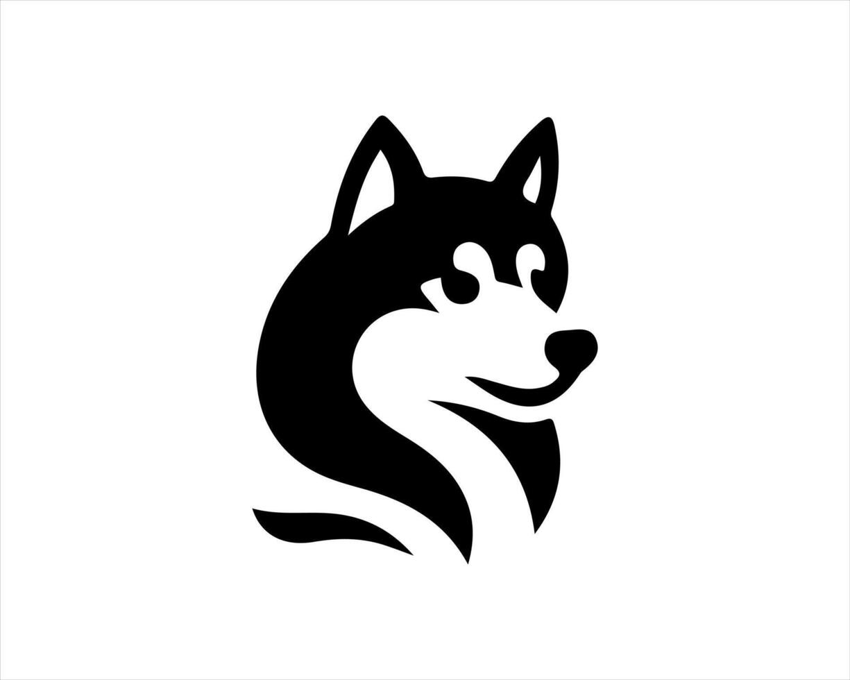 A black and white logo of a husky dog vector