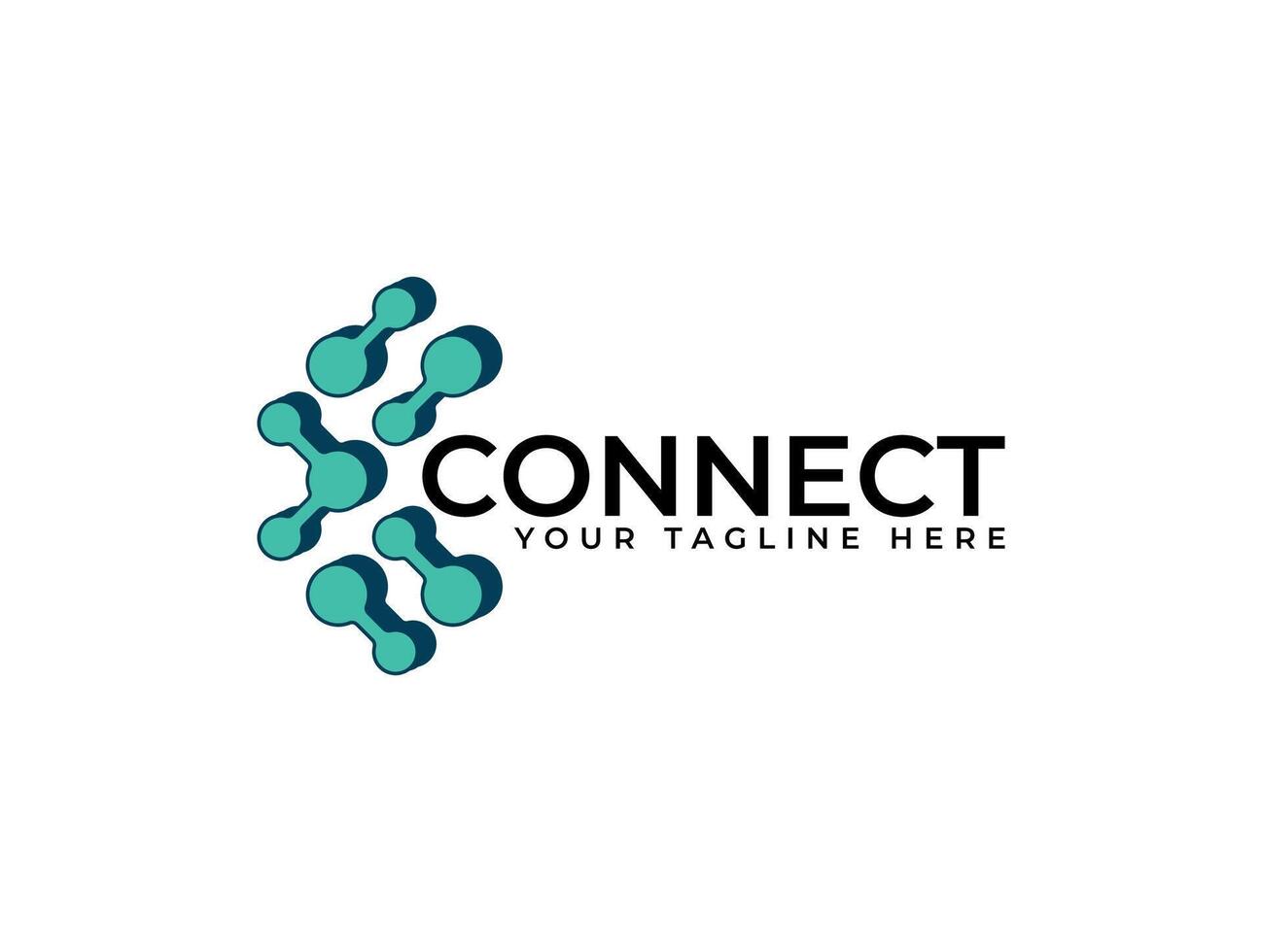 Letter C with Connected Circle Dots as Network Logo. illustration. vector