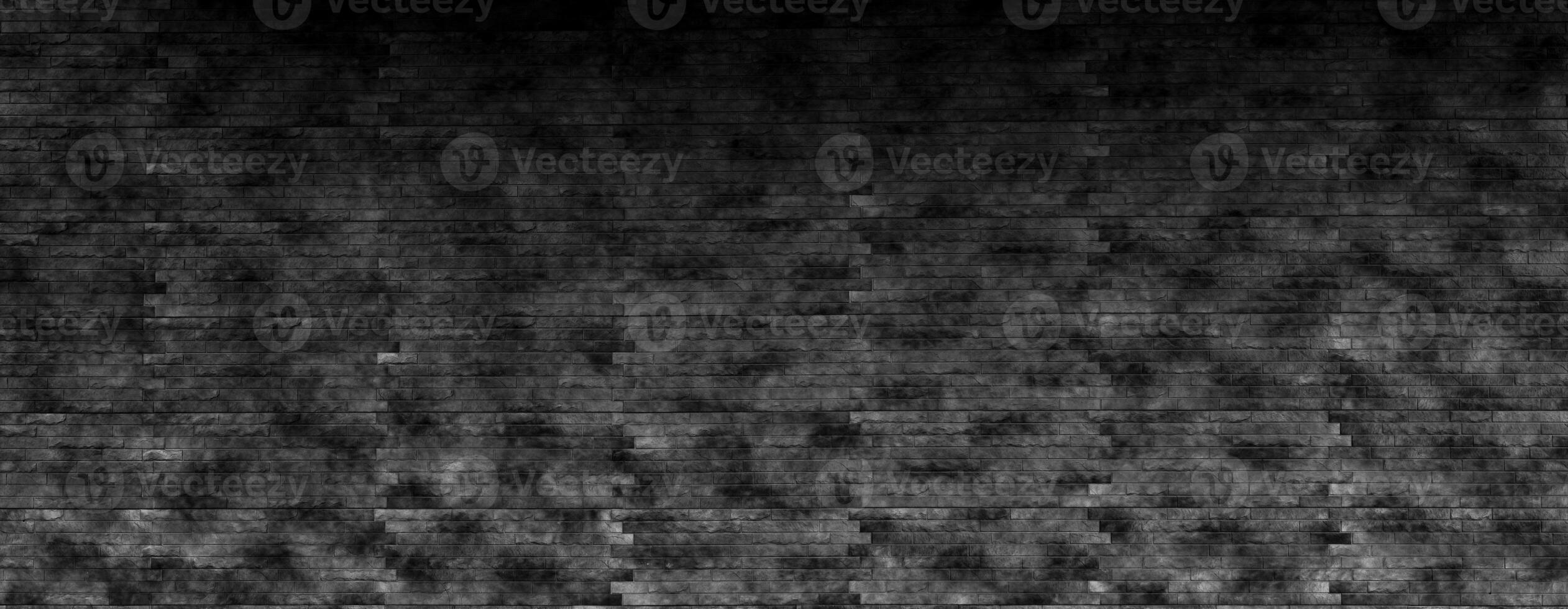 The background of the old black brick wall for design interior and various scenes or as a background for interviews. photo