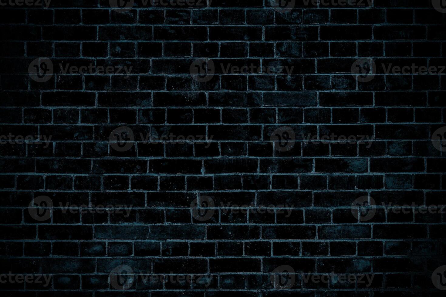 Blue brick wall. Loft interior design. Blue paint of facade. photo