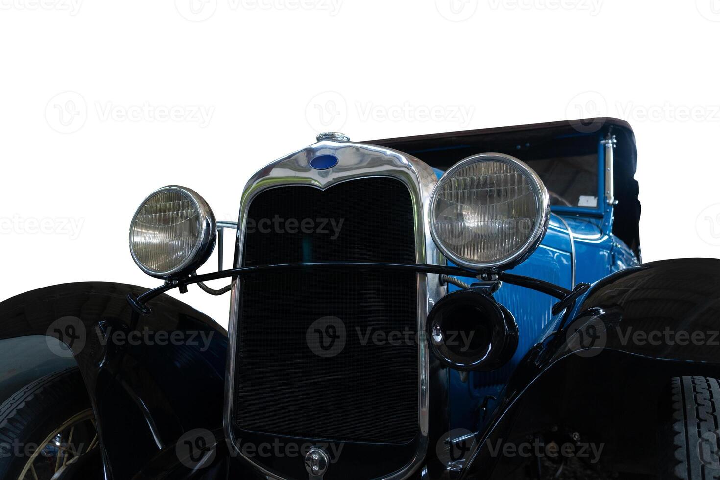 Old, vintage car with chrome headlights. photo