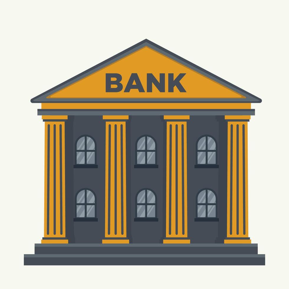 Bank building icon, illustration. Flat design style. Business concept. vector