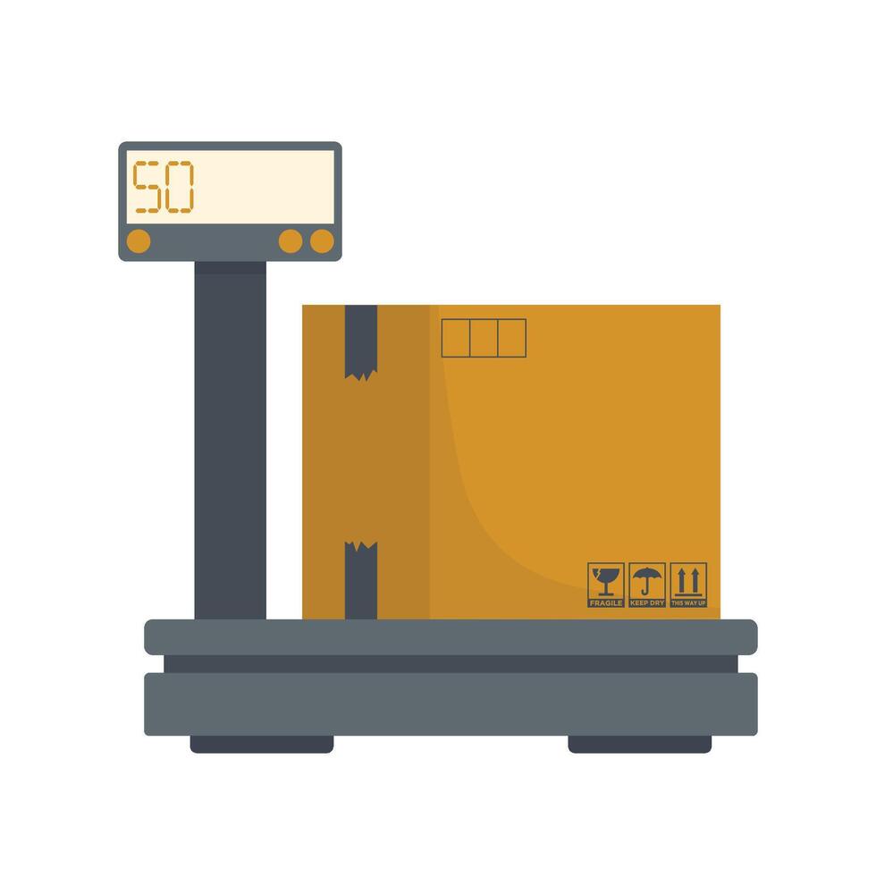 weight scale for cargo Box and scale icon. Delivery logistics and transportation theme. Isolated design. illustration vector