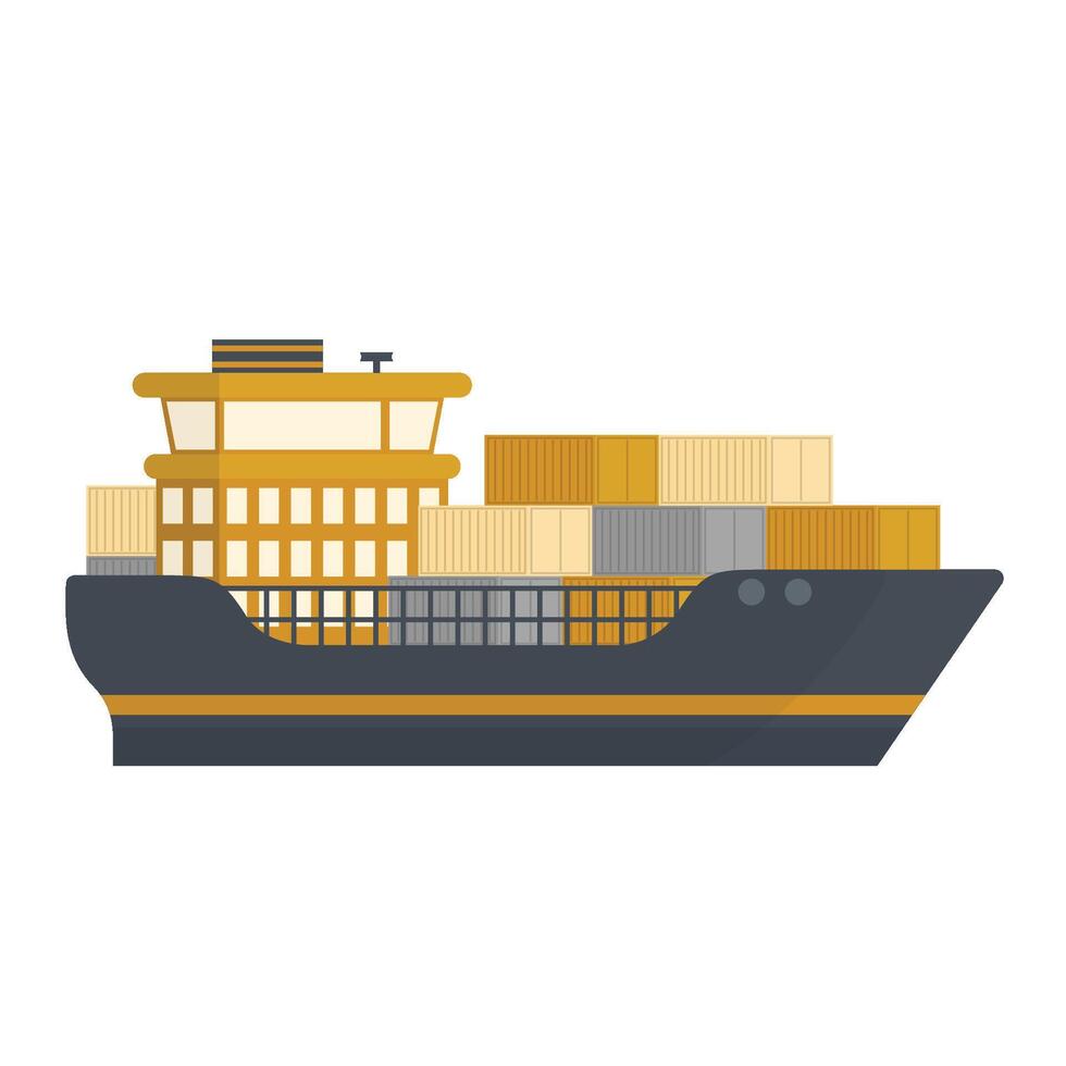 Cargo ship icon. Flat illustration of cargo ship icon for web vector