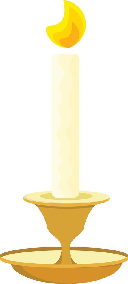 Flat candle lit transparent background. Candle burning icon vector
