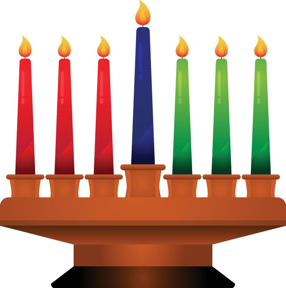 Happy kwanzaa celebration. Kinara. Traditional Kwanzaa symbols. Isolated on white background. Doodles illustration vector