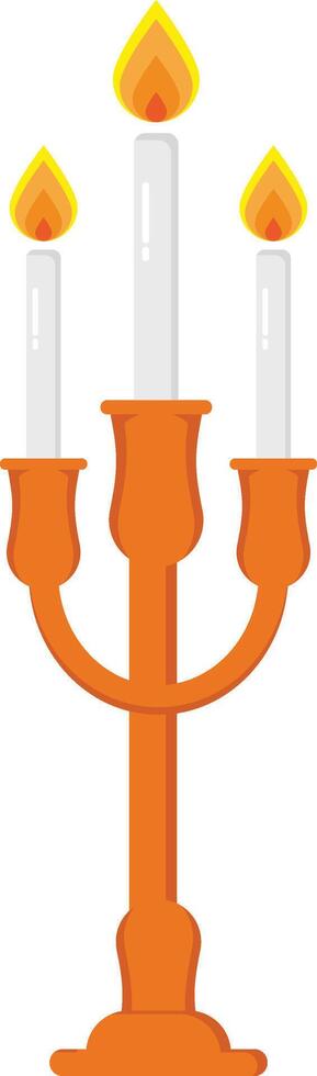 Burning Wax Candle Flat icon on transparent background. Candle holder with candles vector