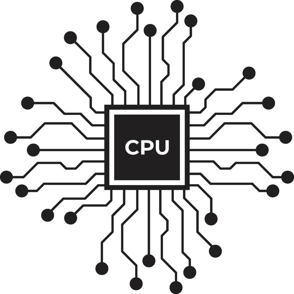 Cpu processor icon isolated on white background. Microchip computer. Circuit board icon. vector