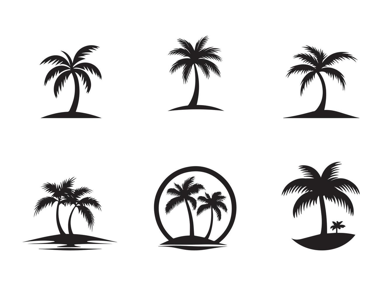 palm tree icon set . Black palm tree icon on white background. illustration vector