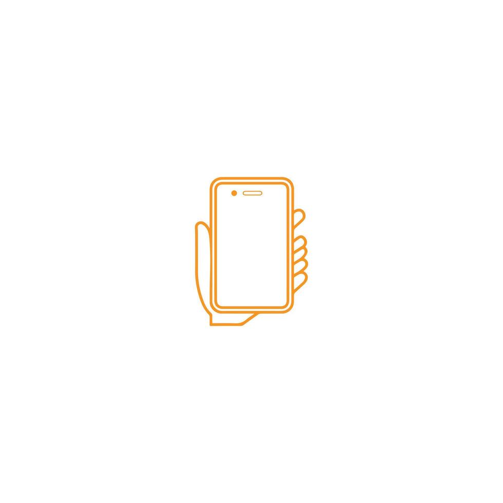 Hand Holding Smart Phone . Black hand holding smart phone icon on white background. illustration vector