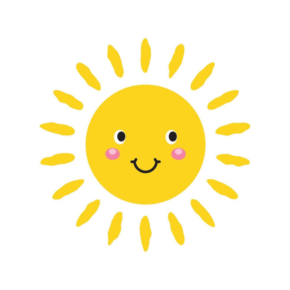A cartoon sun with a smile on its face vector