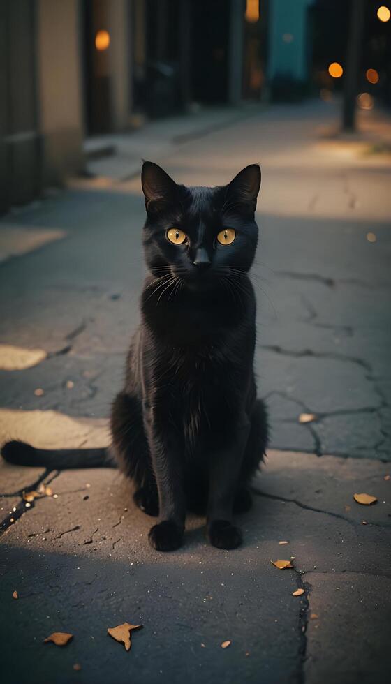 Black Cat in street photo