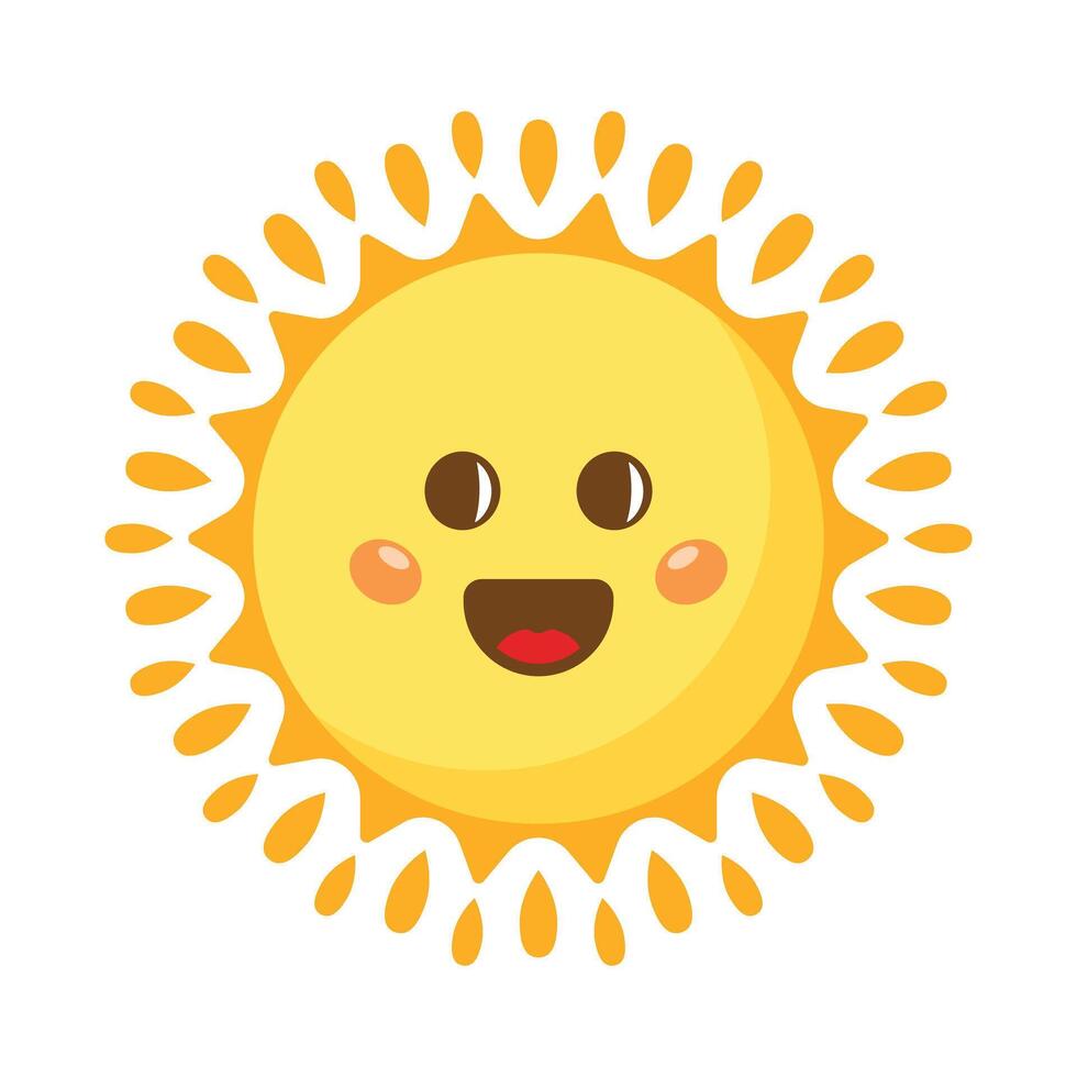 A cartoon sun with a smile on its face vector