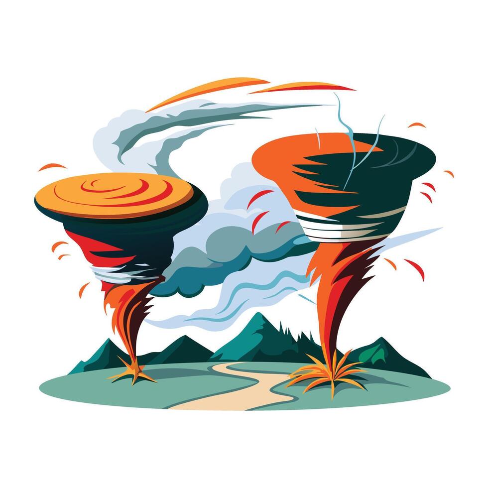 A flat illustration of tornado land vector