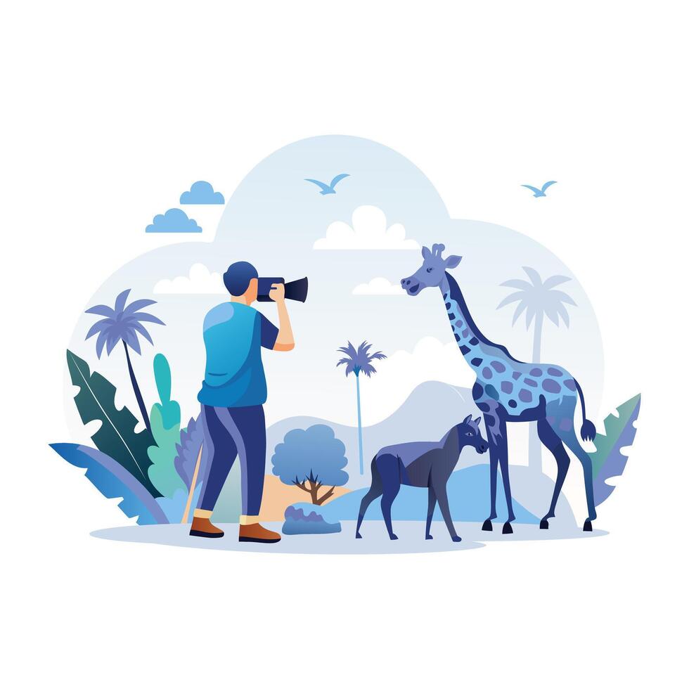 A flat style illustration of wildlife spotting vector
